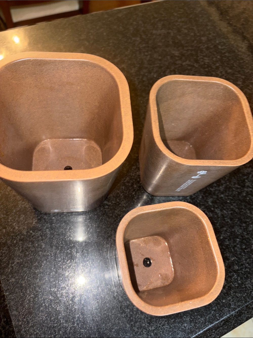 Brown Square lute flower pot Set - 3 Piece